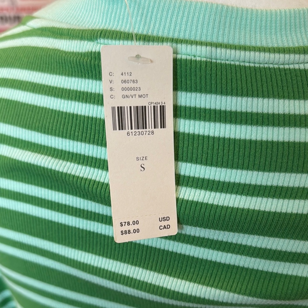 Maeve Green Striped Long Sleeve Tee - Picture 2 of 2
